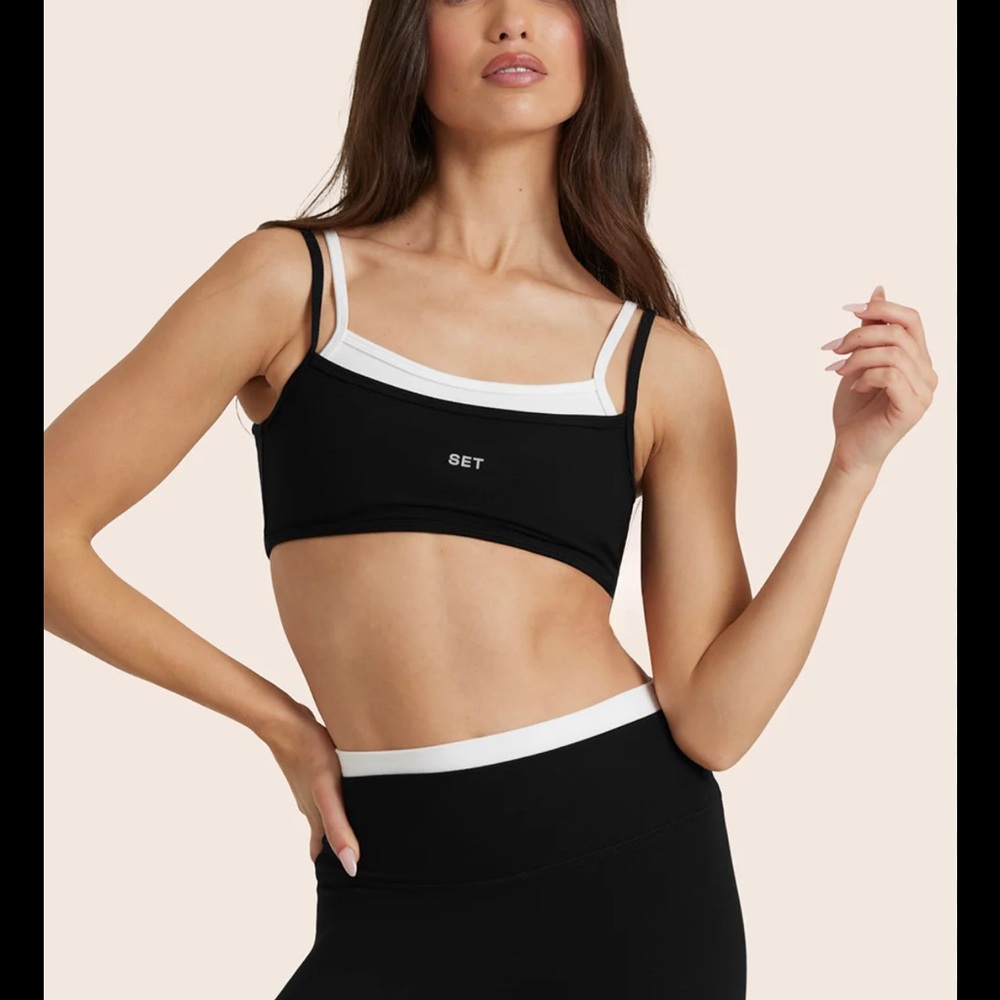 Set active black double layer bra